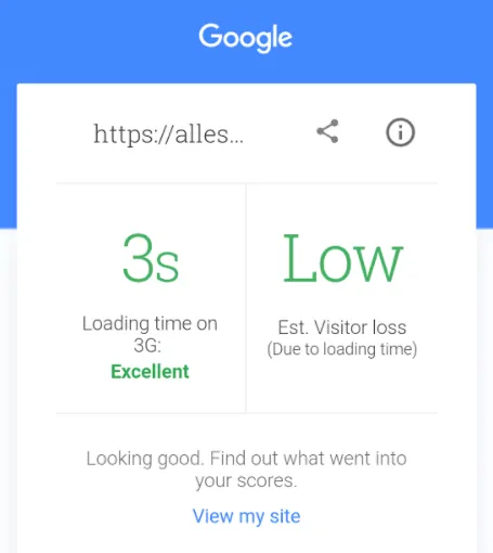 Page speed test