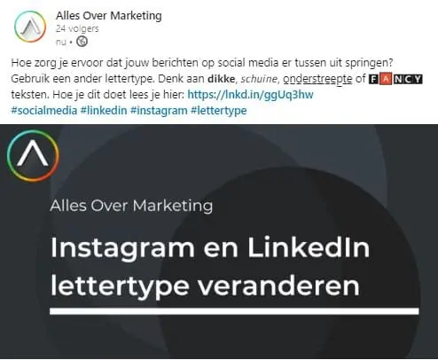 Veranderen lettertype linkedin instagram